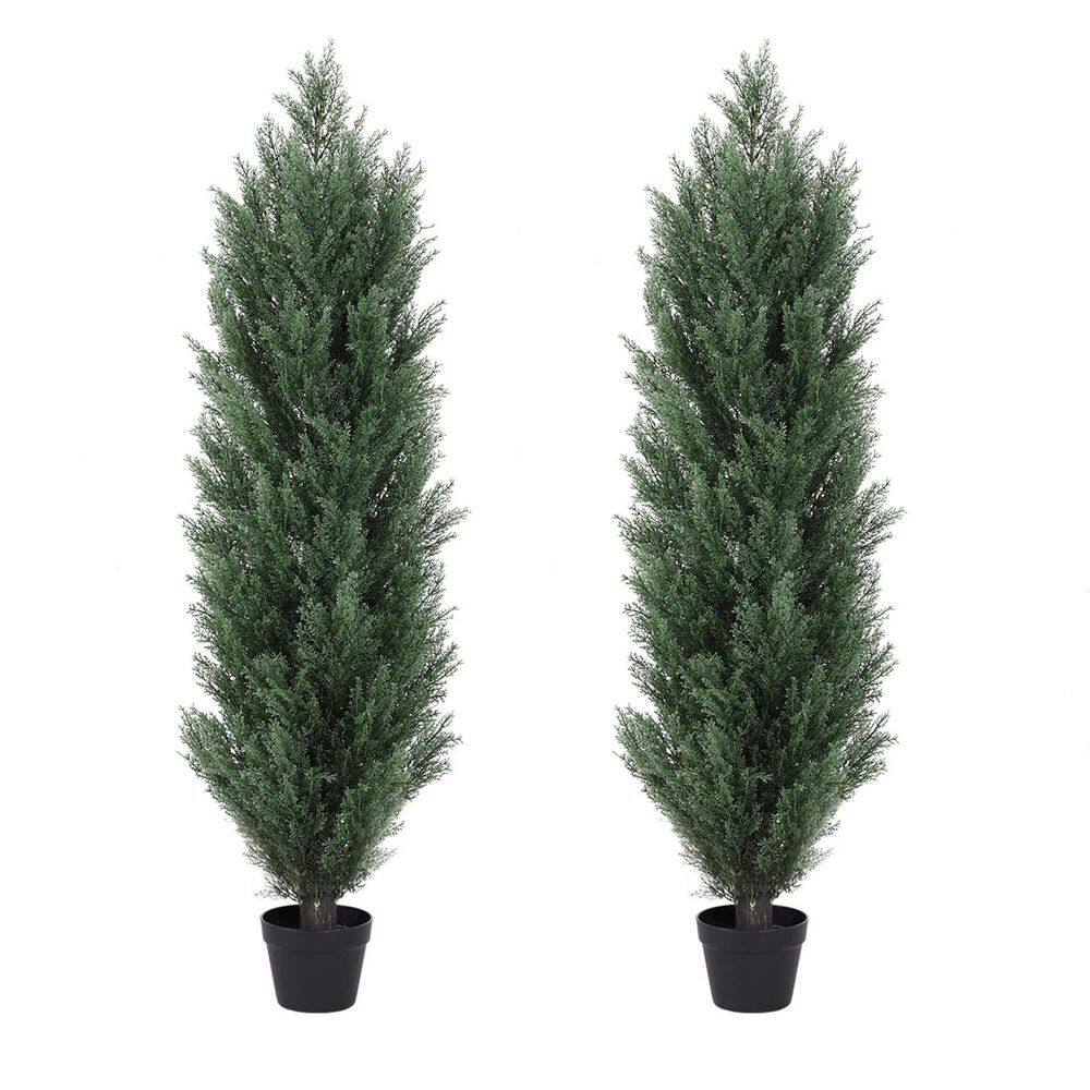 48 in. Outdoor Artificial Cedar Tree in Pot Plastic Floor Garden Planter (2-pack) price history on PriceWatchPro