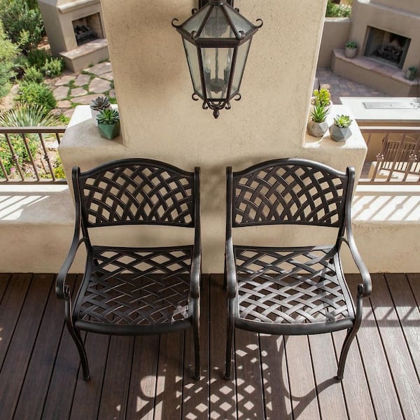 Nuu Garden Black with Gold-Painted Edges Cast Aluminum Outdoor
