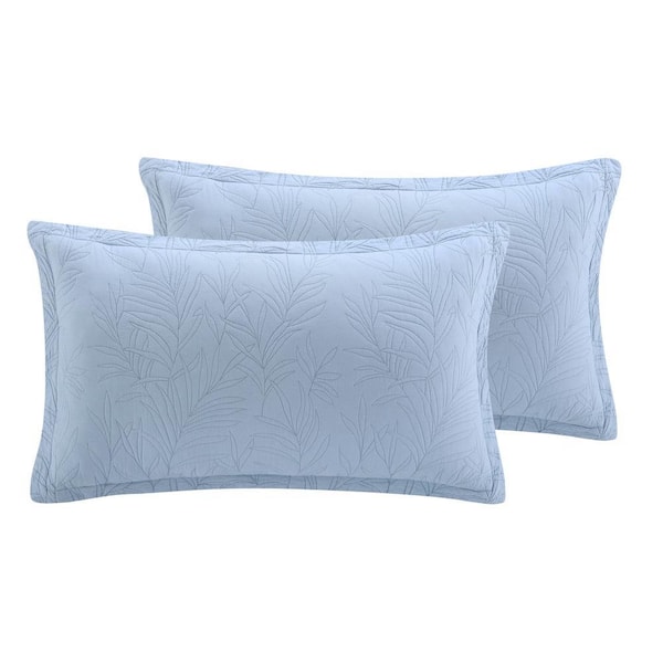 Solid Costa Sera 2-Piece Blue Cotton King Shams