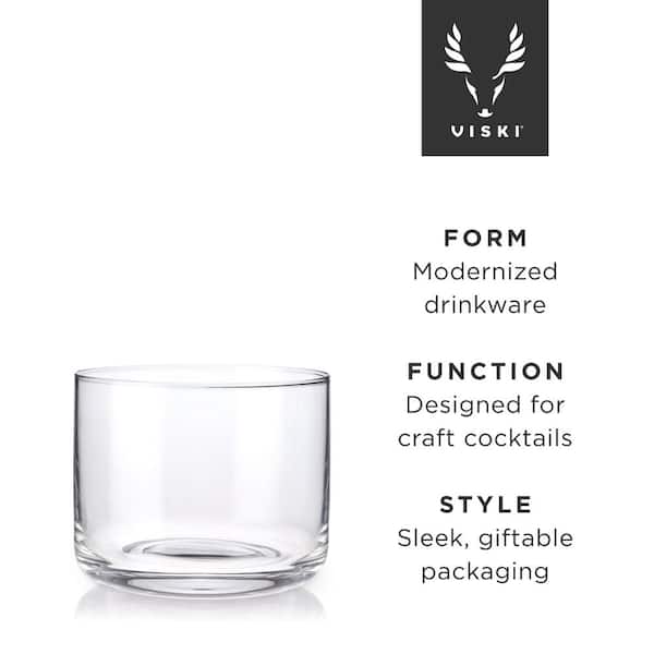 Viski Deco Crystal Highball Cocktail Glasses - Set of 2 - 13 oz