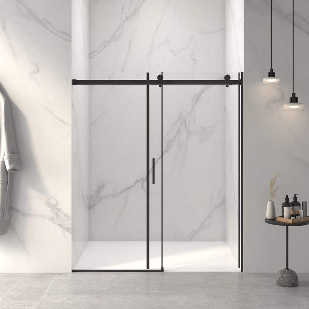 56-60 in. W x 72 in. H Sliding Frameless Shower Door in Matte Black Finish with Clear Tempered Glass price history on PriceWatchPro