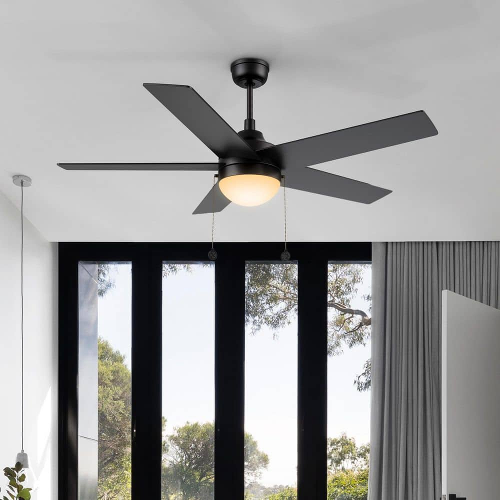 Zaire 52 in. Indoor Matte Black Downrod Standard 3-Speed DC Ceiling Fan with Dimmable LED and Pull Chain price history on PriceWatchPro