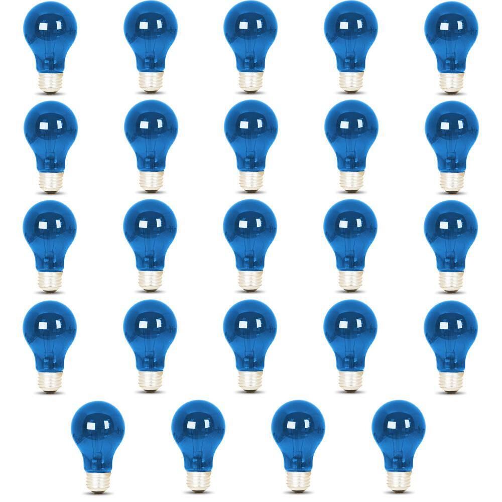25-Watt Equivalent A19 Dimmable Blue Colored Glass E26 Medium Base Incandes