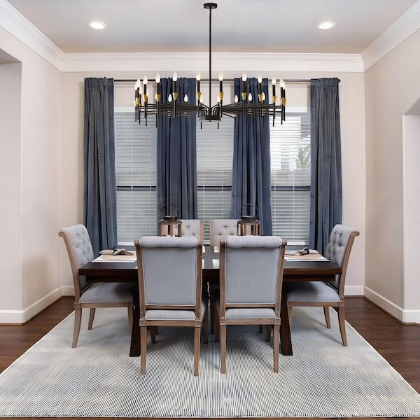 BAOURE 24-Light Modern Farmhouse Chandelier, Black Gold Dining
