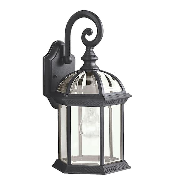 Barrie 15.5 in. 1-Light Black Outdoor Hardwired Wall Lantern Sconce with No Bulbs Included (1-Pack)