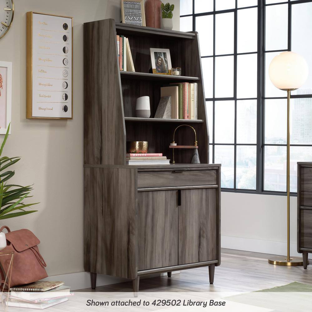 Clifford Place Jet Acacia 2-Shelf Mid-Century Modern Library Hutch