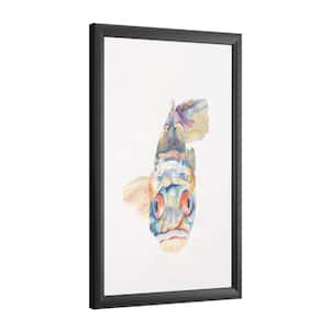 "Blue Fish" by Pat Saunders-White Framed with LED Light Animal Wall Art 24 in. x 16 in.