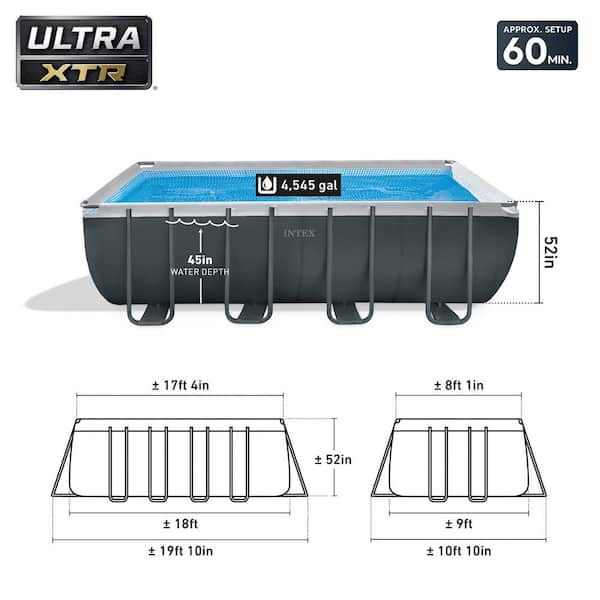 Intex 18 ft. x 9 ft. Rectangular 52 in. Hard Side Pool 2 Ultra XTR