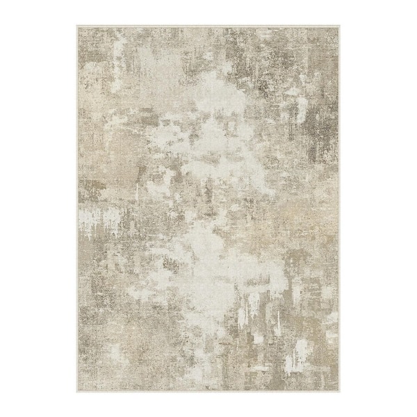 Shka Beige 6 ft. x 9 ft. Modern Abstract Area Rug