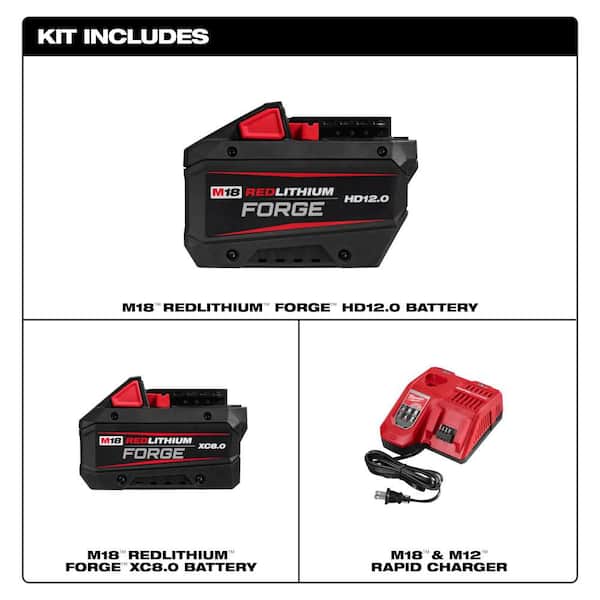 M18 18V Lith-Ion REDLITHIUM FORGE XC 8.0 Ah Battery w/ FORGE 12. 0Ah Battery & Charger