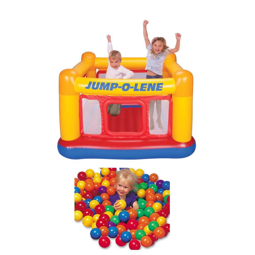 Intex Inflatable Jump-O-Lene Ball Pit Bouncer Bounce House Play Tent with  100 Play Balls 48260EP + 49600EP - The Home Depot