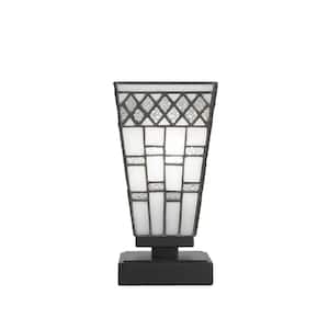 Quincy 8.5 in. Matte Black Accent Lamp with Glass Shade
