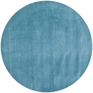 Himalaya Blue 6 ft. x 6 ft. Round Solid Gradient Area Rug