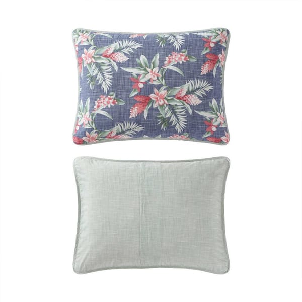 Tommy Bahama Floral Enchantment 2-Piece Deep Blue Cotton Twin Quilt Set