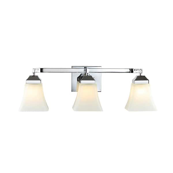 Staunton 24 in. 3-Light Iron/Glass Modern Cottage LED Vanity Light, Chrome