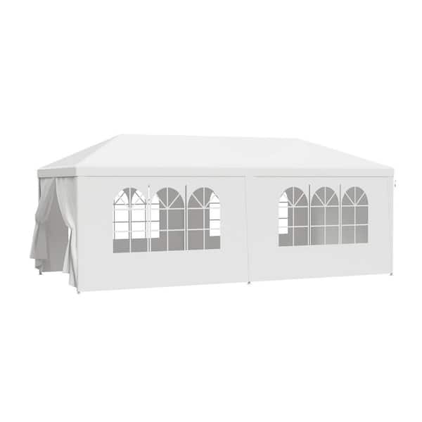 White Roof Metal Portable Carport with 6-Removable Sidewalls 9.7 ft. W x 19.5 ft. D x 8.2 ft. H