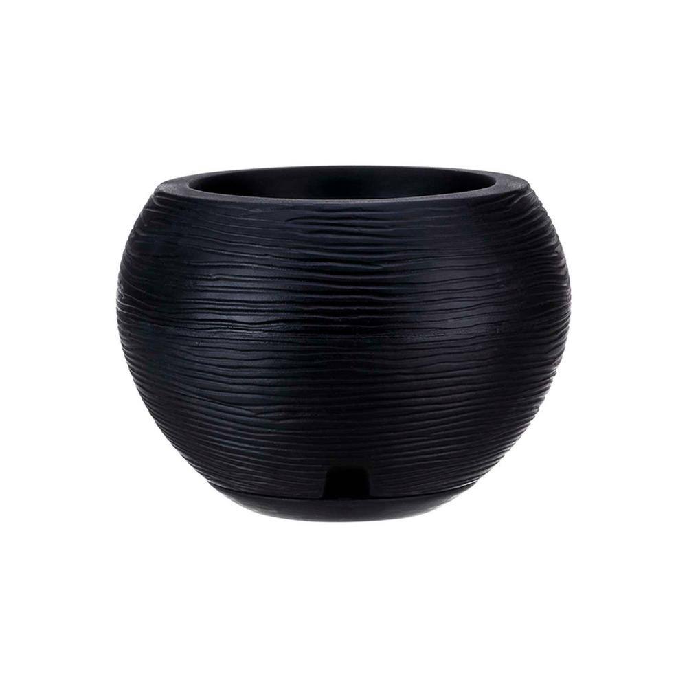 Black Polyethylene Resin Indoor/Outdoor Planter with Saucer