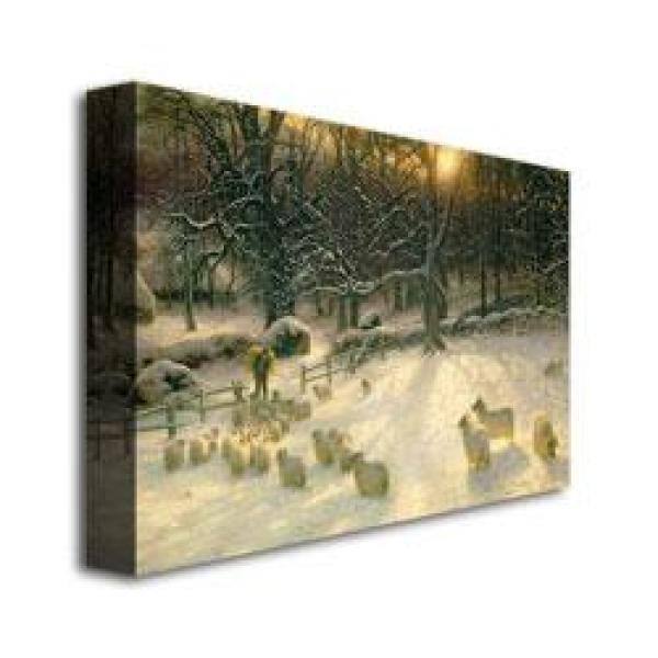 Winter Sheep Scene Canvas Art in 24'' x 16''