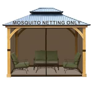 12 ft. x 14 ft. Universal Replacement Mosquito Netting for Patio Gazebos with Zippers (Mosquito Net Only) - Brown