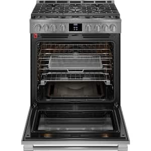 Professional 30 in. 6 Burner Slide-In Gas Range in Stainless Steel with Air Fry and Total Convection