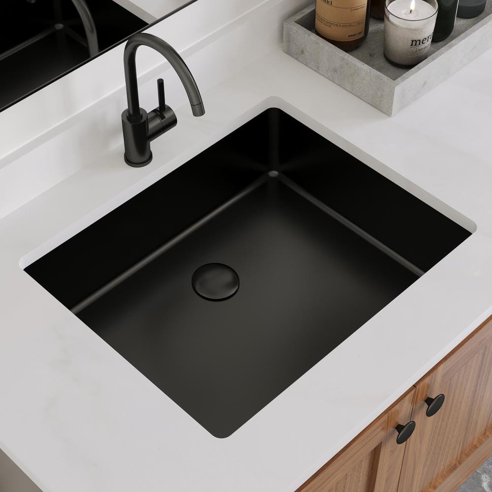 Ursa 19" x 15" Black Vitreous China Rectangular Undermount Bathroom Sink