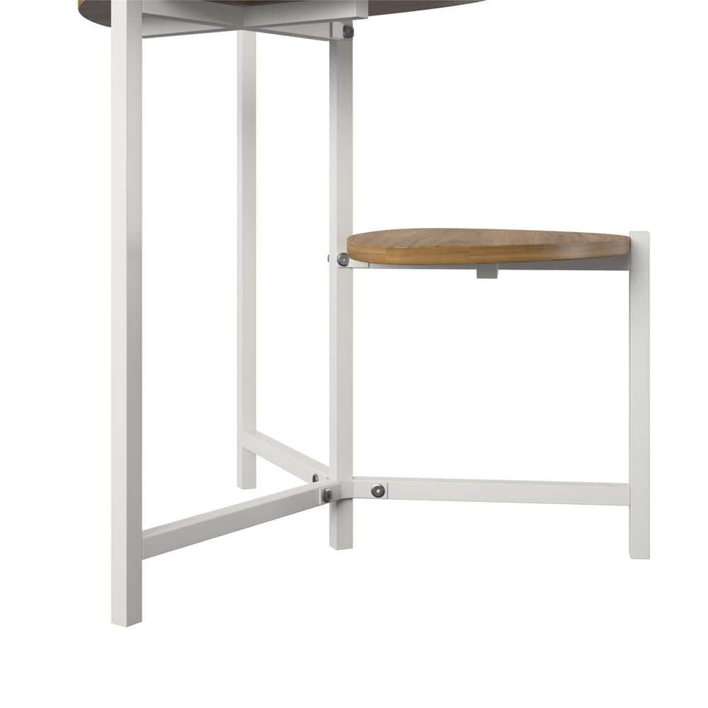 Walnut and White 3-Shelf Mid-Century Modern Plant Stand