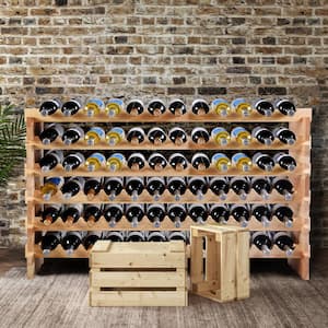72-Bottle Wood Wine Rack Stackable Storage 6-Tier Storage Display Shelves
