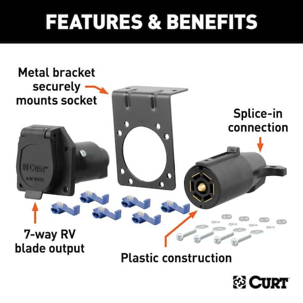 CURT 7-Way RV Blade Connector Plug & Socket with Hardware