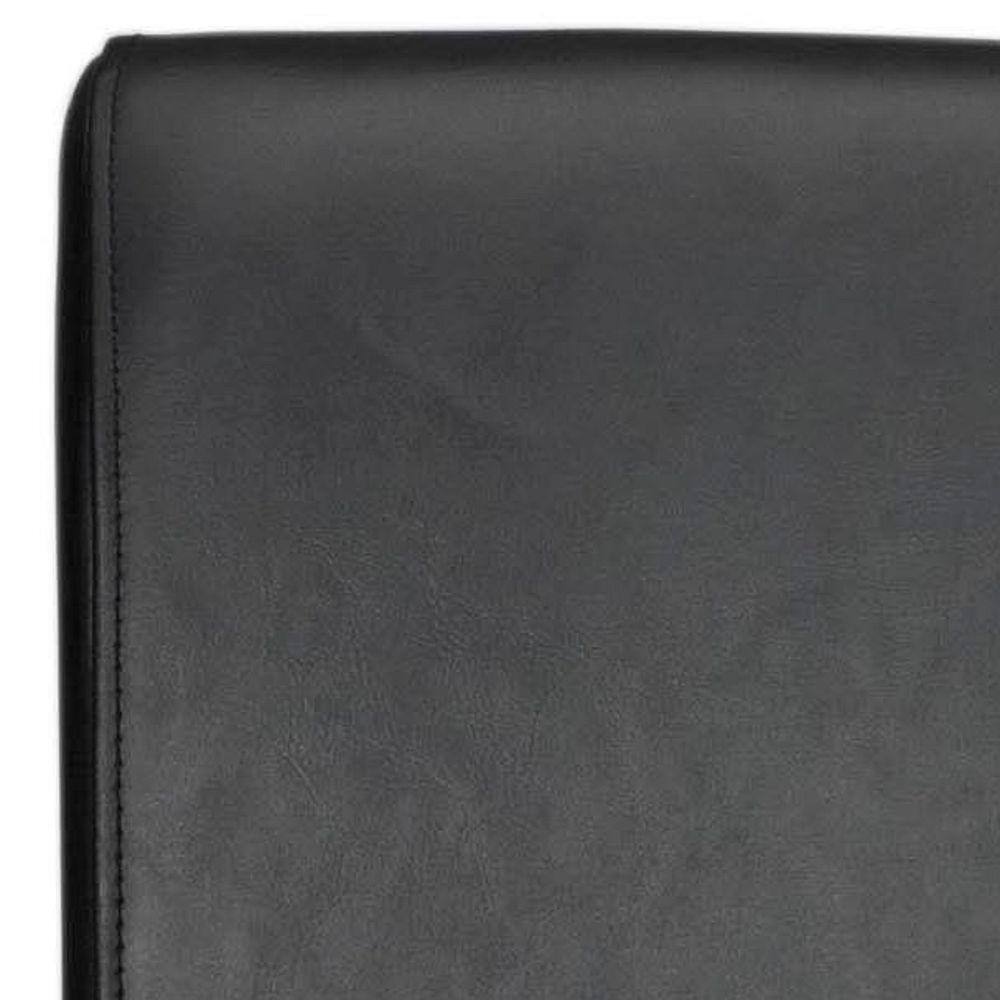 Seth Black Leather and Wood Parsons Bar Stool