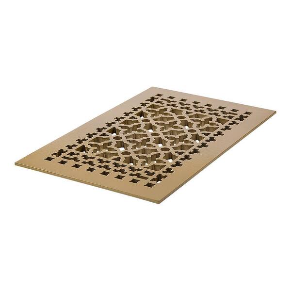 Reggio Registers Scroll 12 in. x 8 in. Brass Grille with Mounting Holes, Brass