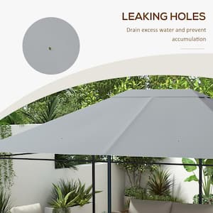 Light Gray Outdoor Gazebo Canopy Roof Replacement with Vents and Drain Holes for 10 ft. x 13 ft. Gazebo