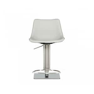 29 in. Light Gray Low Back Metal Counter Height Bar Chair with Faux leather Seat