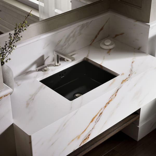 Kathryn 19.8 in. x 15.63 in. Undermount Bathroom Sink in Black Black Vitreous China with Drain