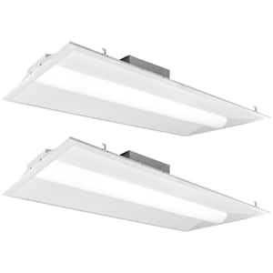 2 ft.x4 ft. Center Basket Integrated LED Panel Light Troffer 50W 3 Color Selectable 6250 Lumens Dimmable DampRated 2Pack