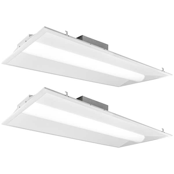 LUXRITE 2 ft.x4 ft. Center Basket Integrated LED Panel Light Troffer 50W 3 Color Selectable 6250 Lumens Dimmable DampRated 2Pack