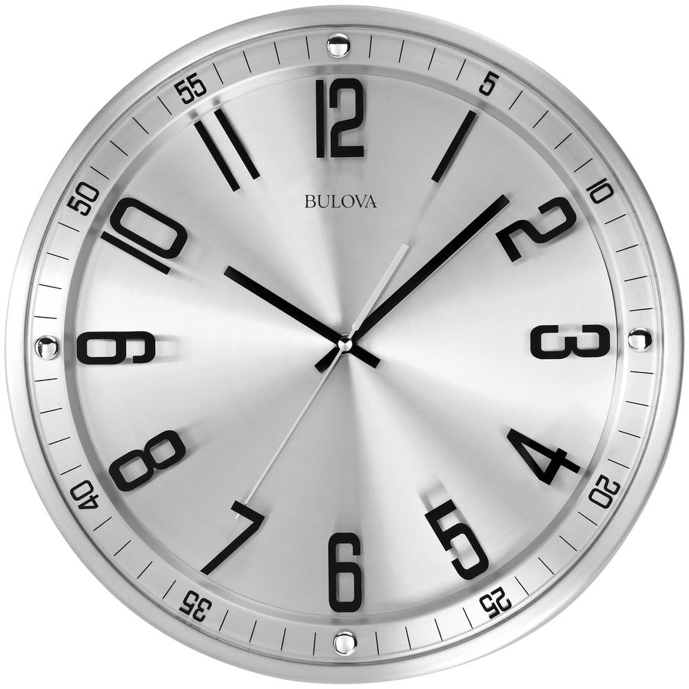 Bulova 13 In H X 13 In W Wall Clock In Brushed Stainless Steel Finish C4646 The Home Depot