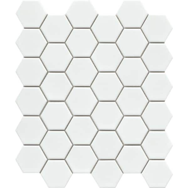 Savvy White 11 in. x 12 in. Hexagon Glossy Porcelain Mosaic Floor and Wall Tile (0.937 sq. ft./Case, 1 pc)
