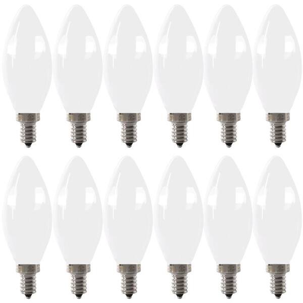 Feit Electric 60W Equivalent B10 E12 Candelabra Dimmable Filament CEC  Frosted Glass Chandelier LED Light Bulb Daylight 5000K (12-Pack)  BPCTF60950CAFIL2RP/6 - The Home Depot