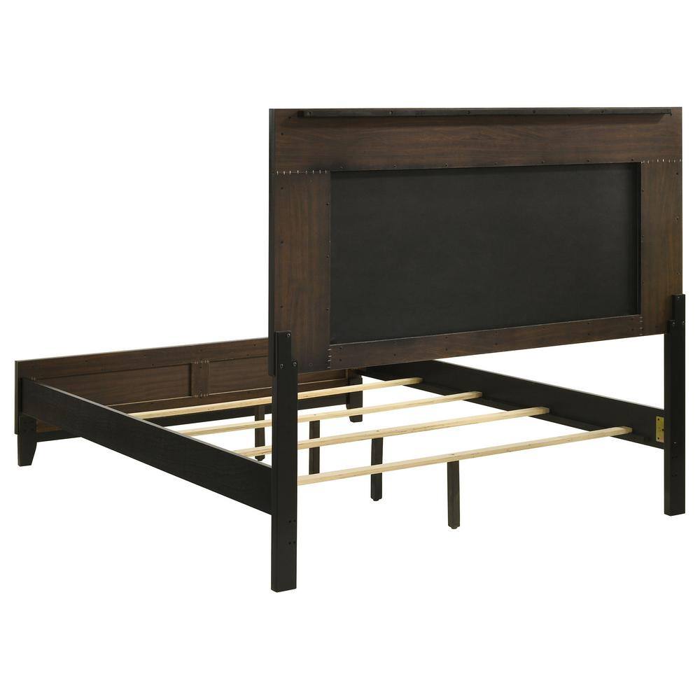 Modern White Queen Upholstered Bed with Gold Accents