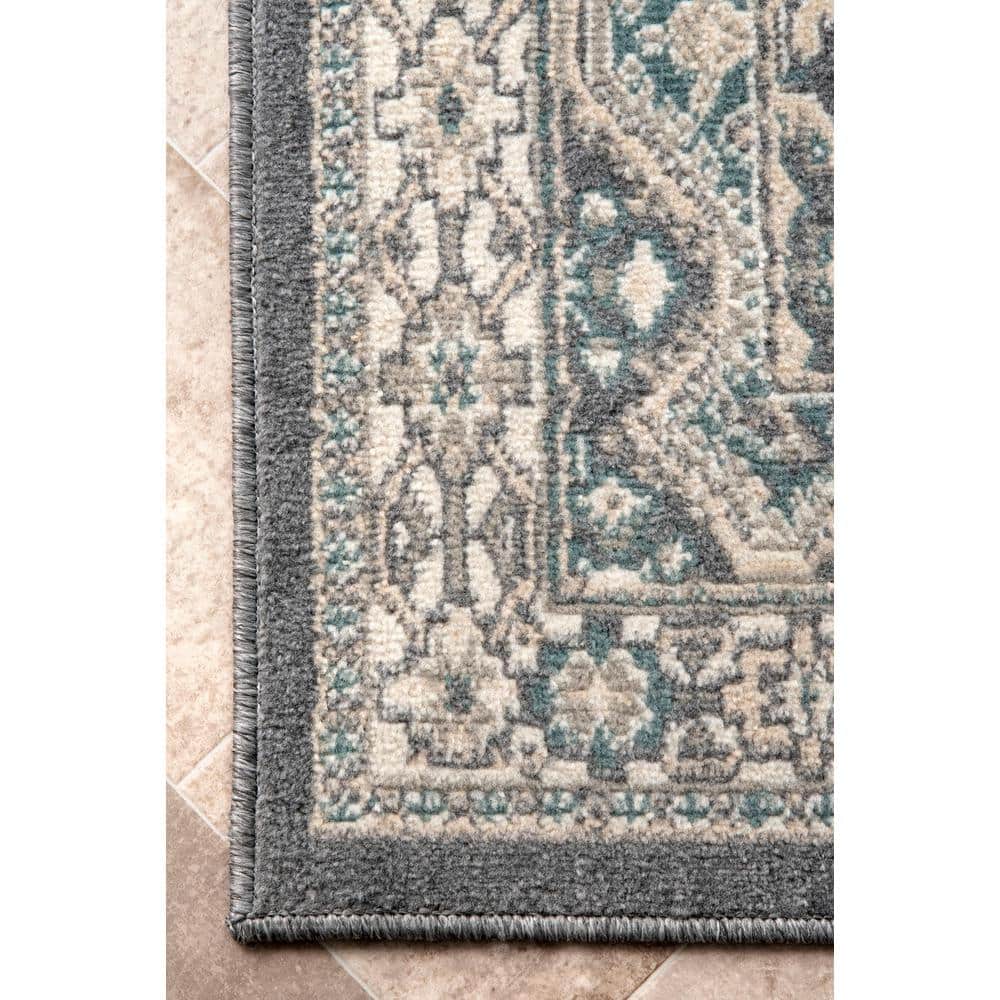 Charcoal 3' x 5' Synthetic Traditional Tile Area Rug
