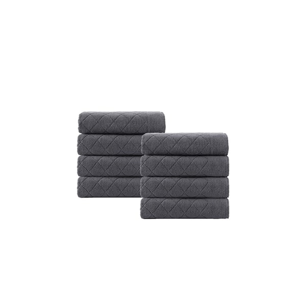 Unbranded Gracious 8-Pieces Anthracite Turkish Cotton Wash Towels