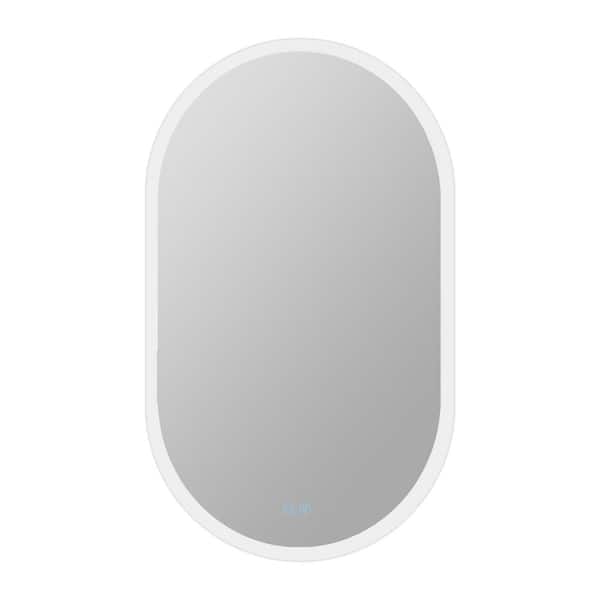 Unbranded 40 in. W x 24 in. H Oval Frameless LED Light Anti Fog Wall-Mounted Vertically Bathroom Vanity Mirror in Silves