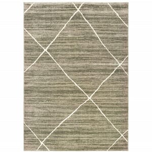 Grey and Ivory 2 ft. x 3 ft. Geometric Area Rug