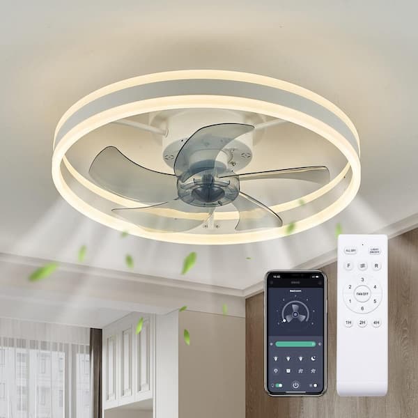 Flower LED Modern Flush Mount Ceiling Fan Lights with Remote
