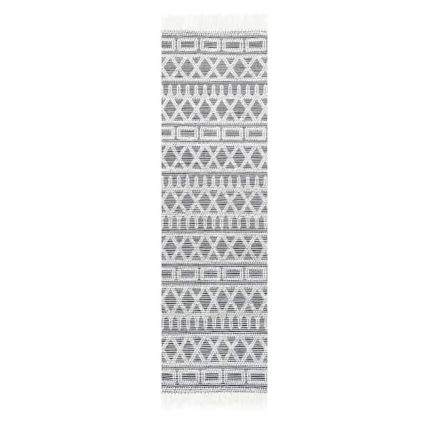 Solo Rugs Alberta Contemporary Black 2 ft. 7 in. x 9 ft. Handmade Area Rug