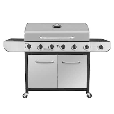 6-Burner Propane Gas Grill in Stainless Steel with Sear Burner
