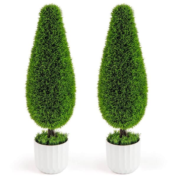 2.9 ft. Artificial Topiary Cedar Tree in Pot 2-Pack