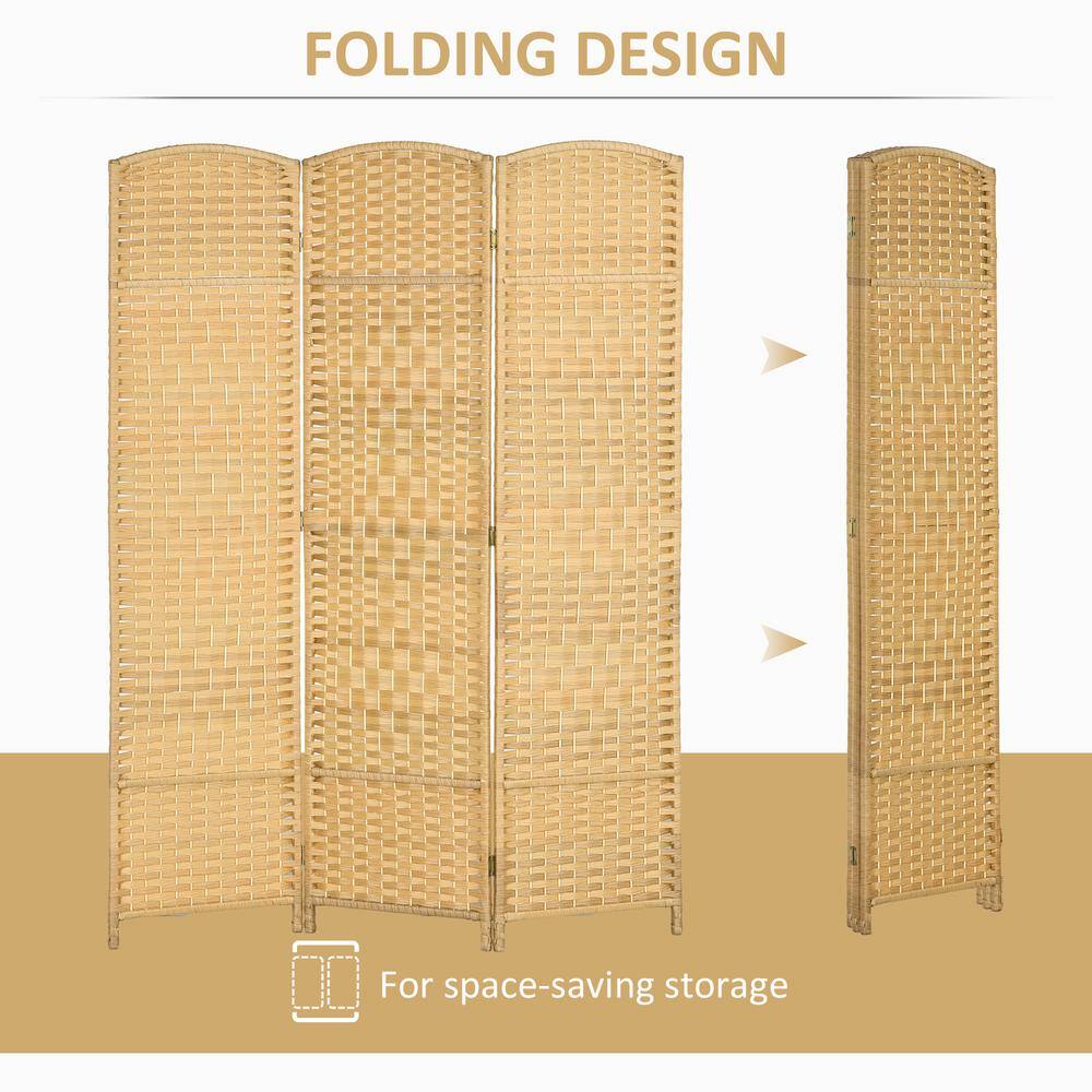 Nature Wood 6' Tall 3-Panel Folding Room Divider