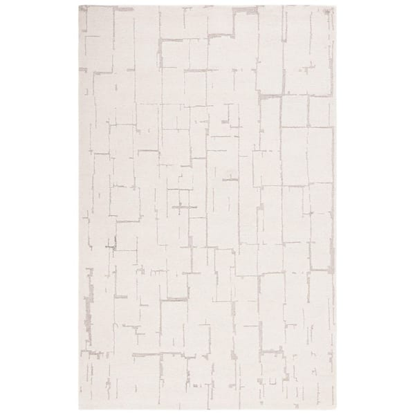 SAFAVIEH Ebony 3 ft. x 5 ft. Ivory/Gray Abstract Geometric Area Rug ...