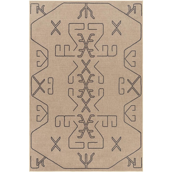 Ez Jute Brown/Black 4 ft. x 6 ft. Machine-Washable Rug